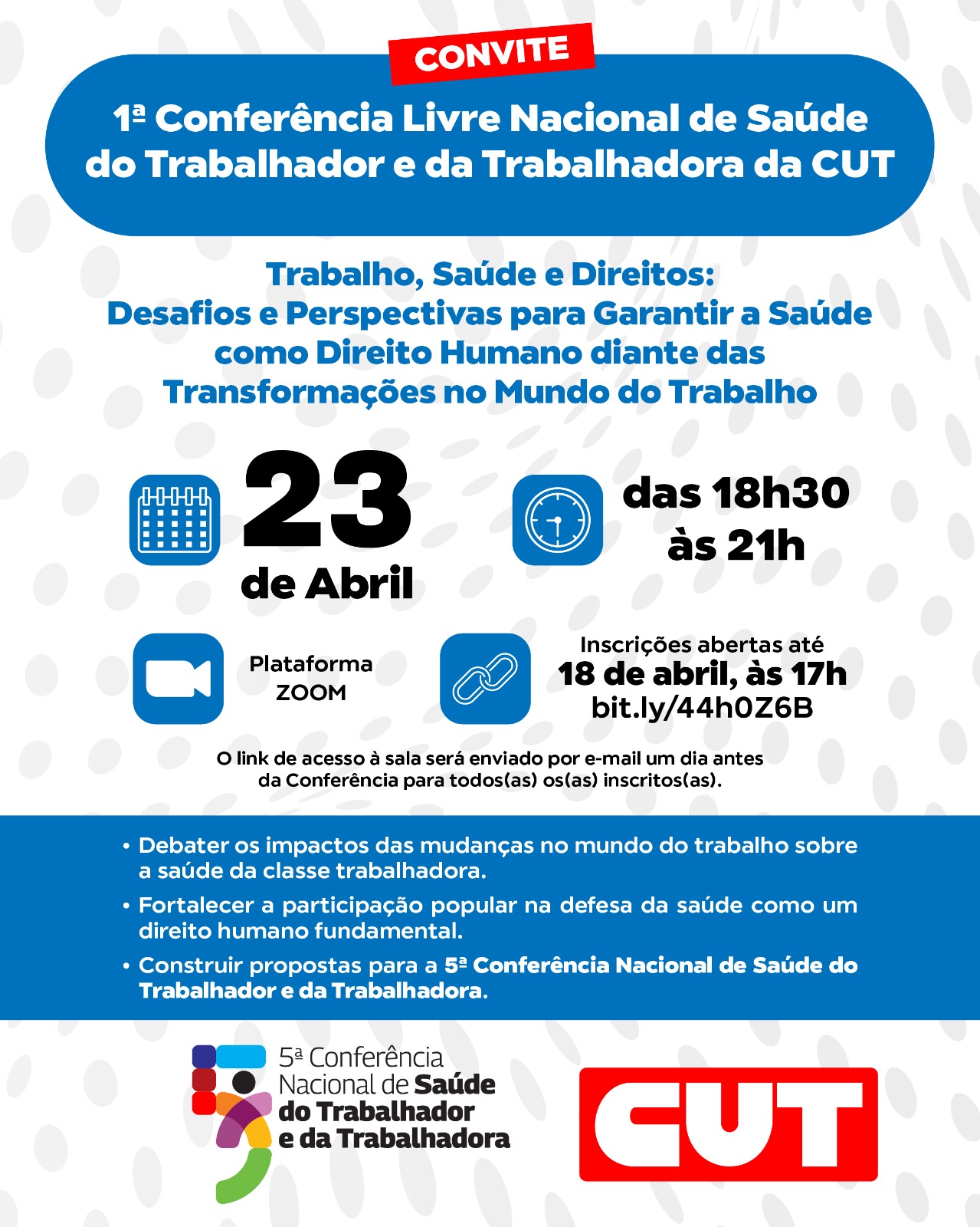 CUT fará Conferência Livre de Saúde do Trabalhador, preparatória à CNSTT, no dia 23