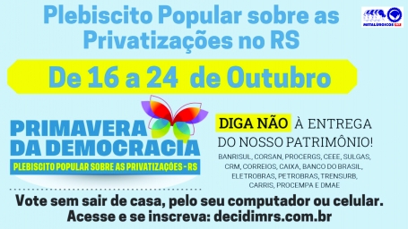 Saiba o que é e como participar do Plebiscito Popular sobre privatizações no RS