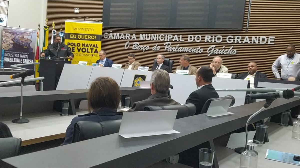 Lançamento da Frente Parlamentar do Polo Naval, realizado na Câmara Municipal de Rio Grande