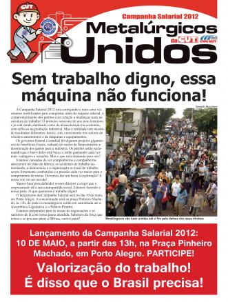 Jornal de lançamento da Campanha Salarial 2012 já está nas ruas!
